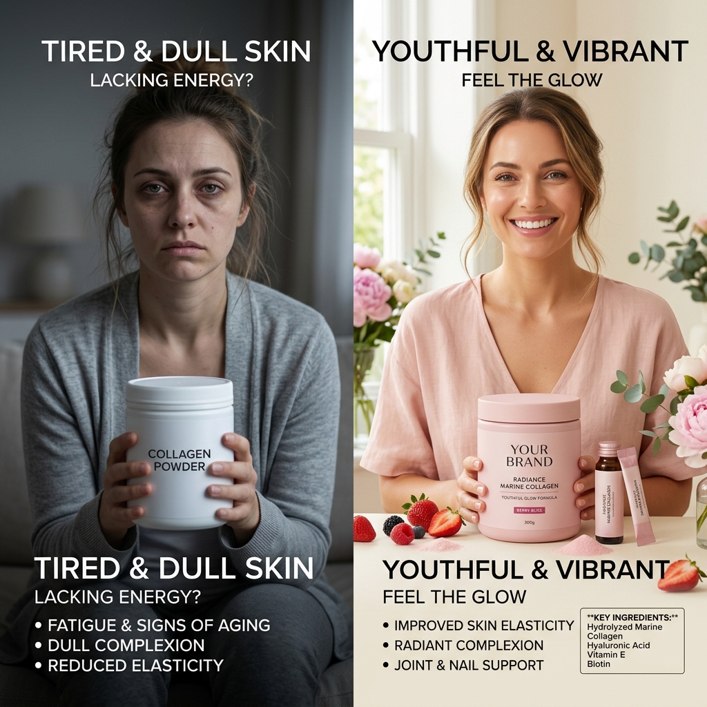 Marine collagen formulation for youthful, radiant skin